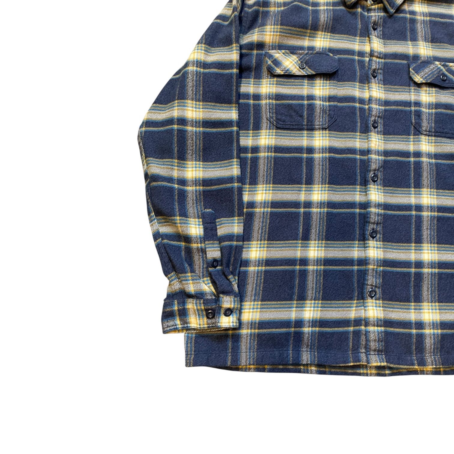 18s patagonia Fjord Flannel Shirt 紺黄白 XXL パタゴニア フィヨルド