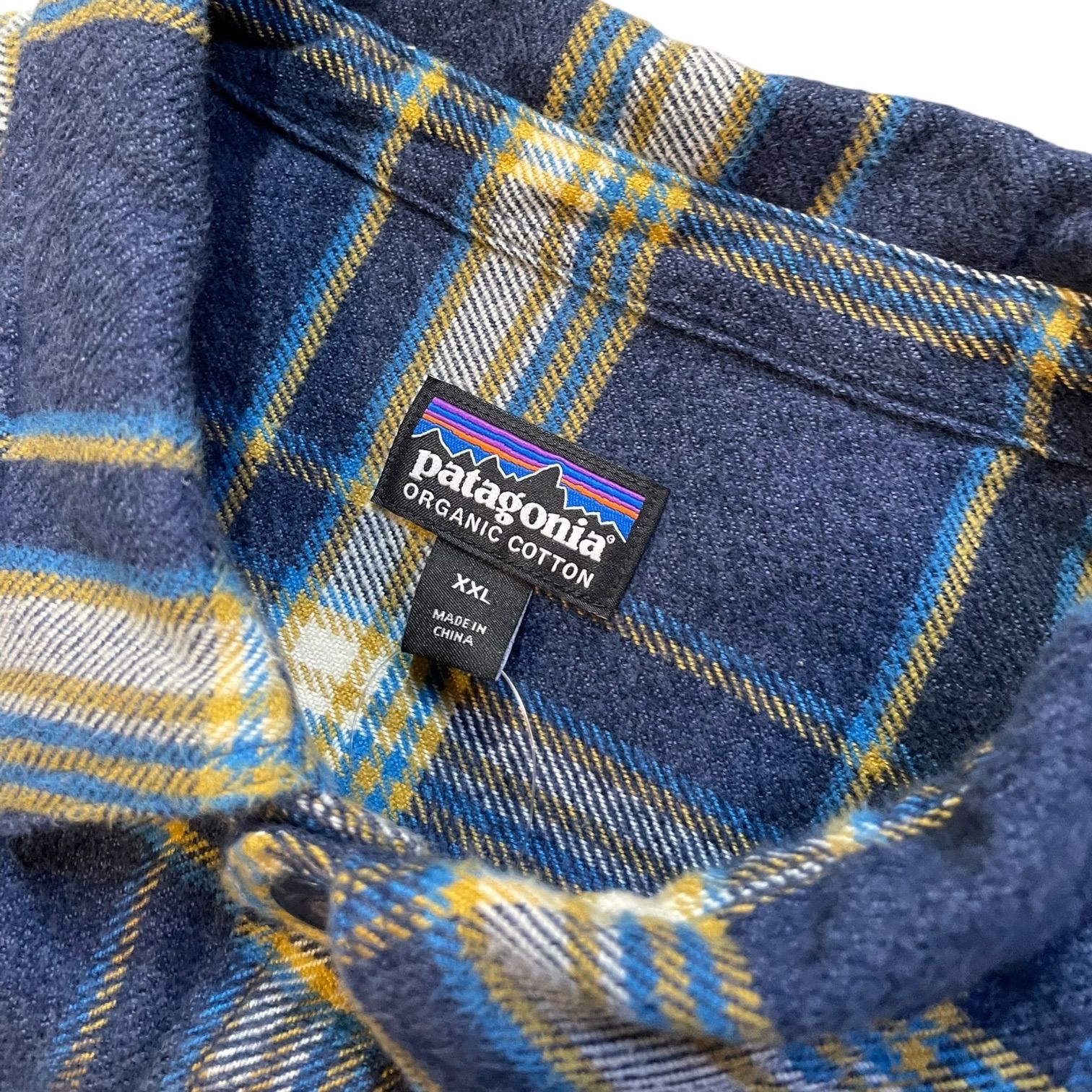 18s patagonia Fjord Flannel Shirt 紺黄白 XXL パタゴニア フィヨルド