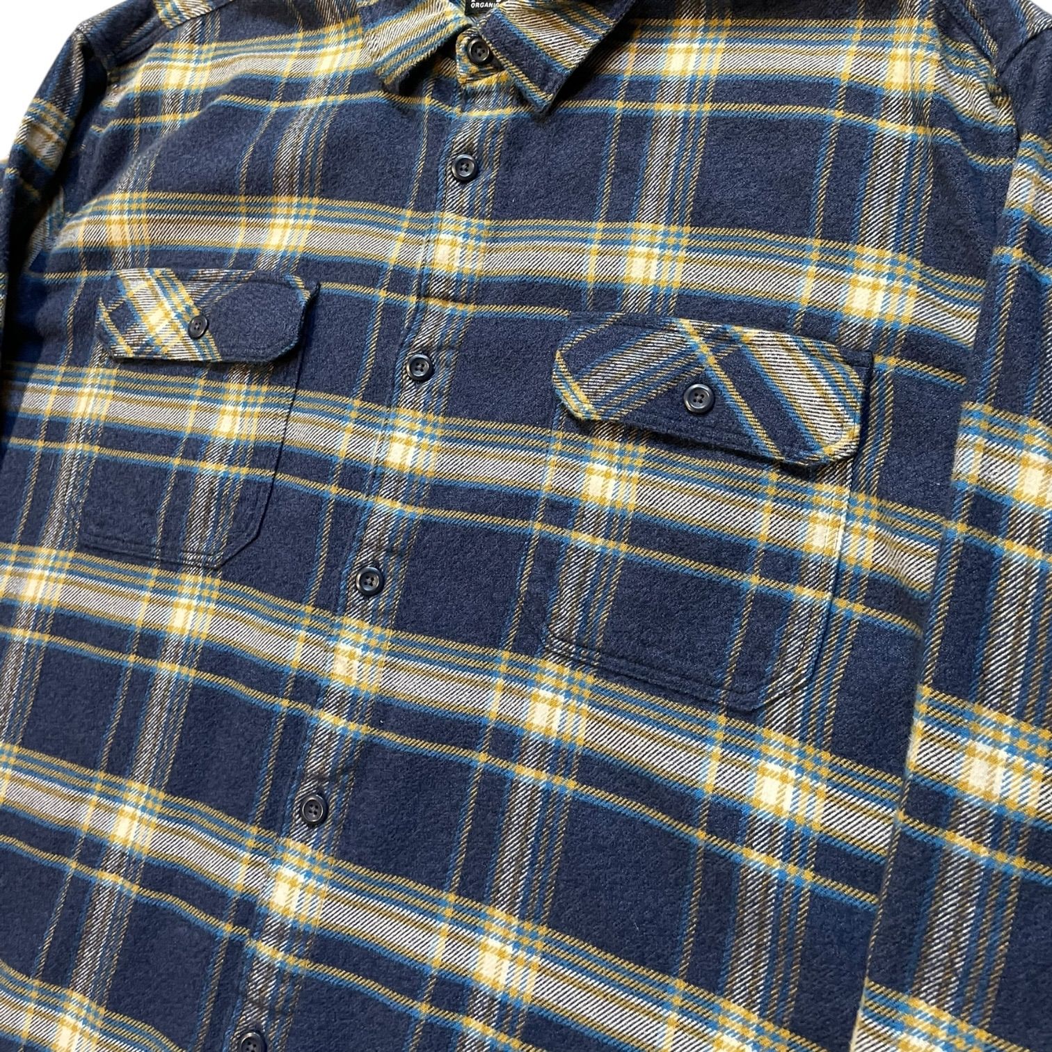 18s patagonia Fjord Flannel Shirt 紺黄白 XXL パタゴニア フィヨルド