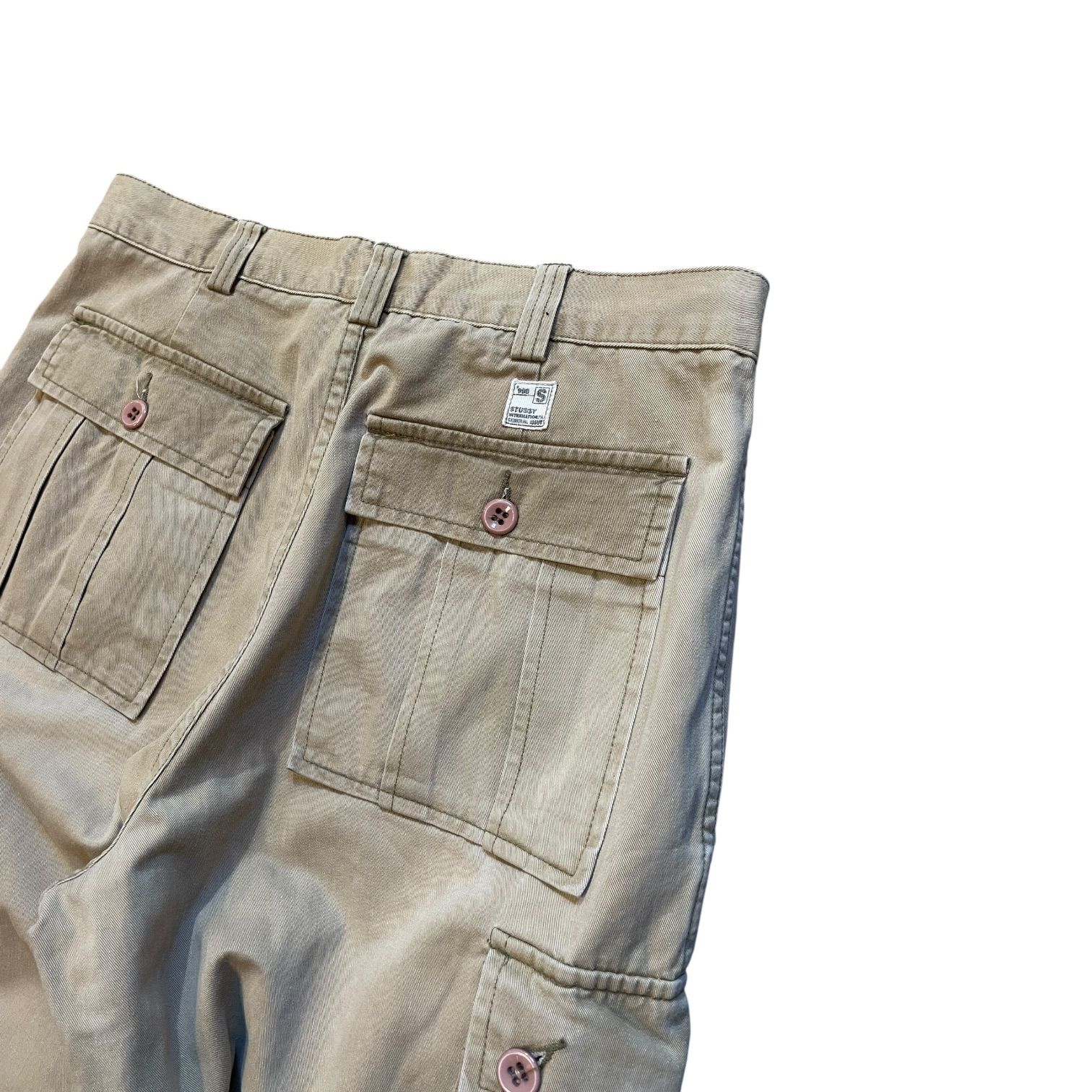 90s-00s STUSSY Cotton Cargo Pants ベージュ W32 L30 ステューシー 