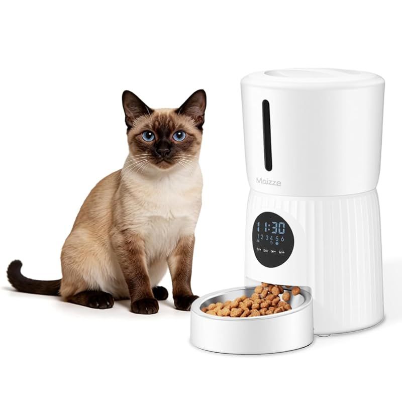 自動給餌器 多機能 猫 犬 自動餌やり機 4L 録音 再生 手動給餌 1日5食 早食い防止 簡単お手入れ ペット給餌機 (タイマー式) 1