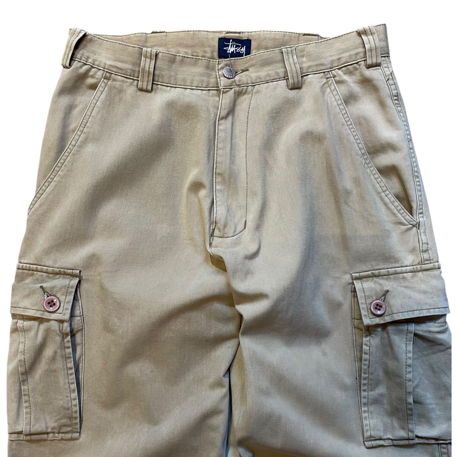 90s-00s STUSSY Cotton Cargo Pants ベージュ W32 L30 ステューシー 