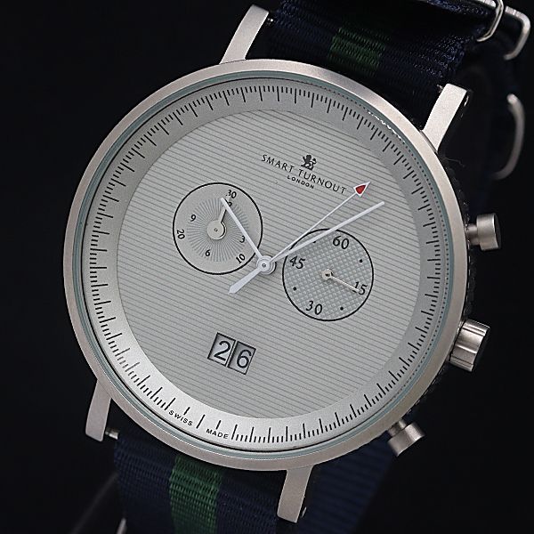 箱付 スマートターンアウト LONDON WATCH クロノグラフ QZ グレー文字 