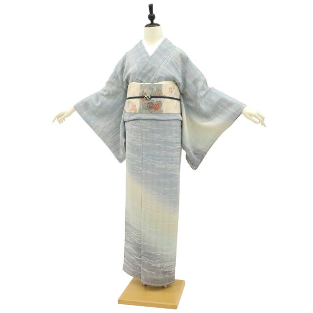 新古品】 夏物 訪問着 着物 単衣 正絹 未使用 フォーマル 縦絽 手染め