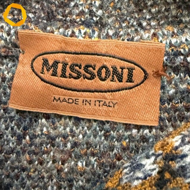 ミッソーニ イタリア製 ウールブレンド ボーダー柄 長袖 セーター 42 ベージュ系 Missoni ニット レディース wnc ミッソーニ MISSONI コート S マルチ ニット 総柄 フード付き