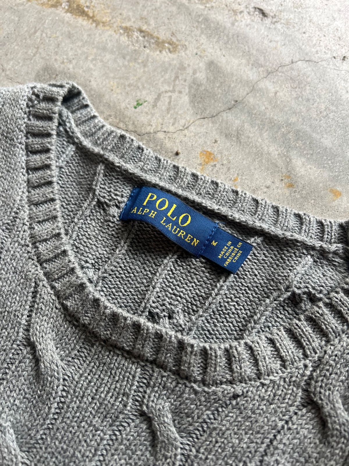 Polo Ralph Lauren ケーブルニット セーター ポニー刺繍 グレー M 