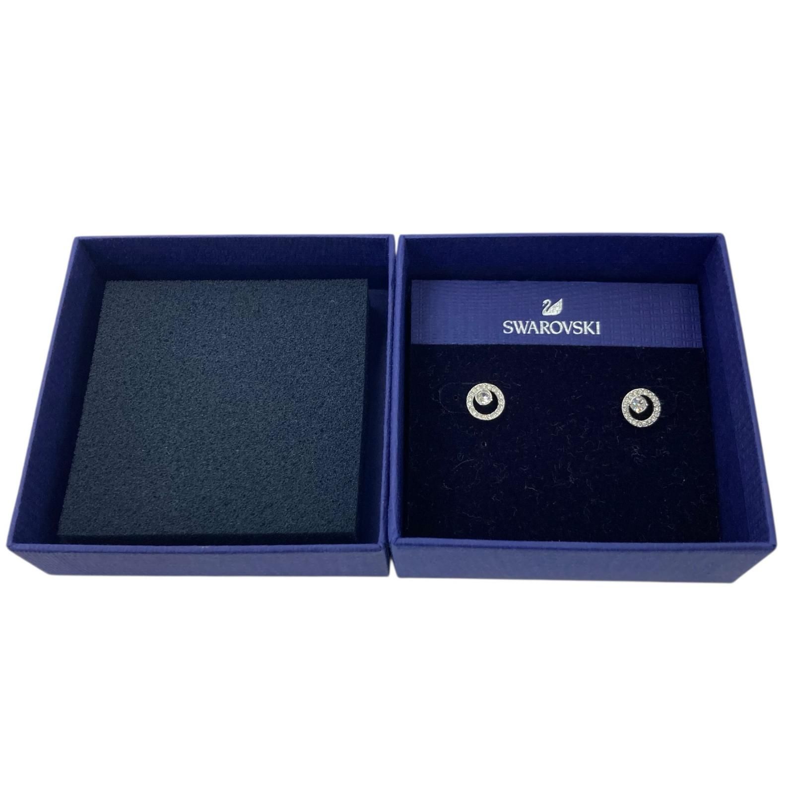 186001 現状品 SWAROVSKI スワロフスキー 円形 クリスタル ピアス 