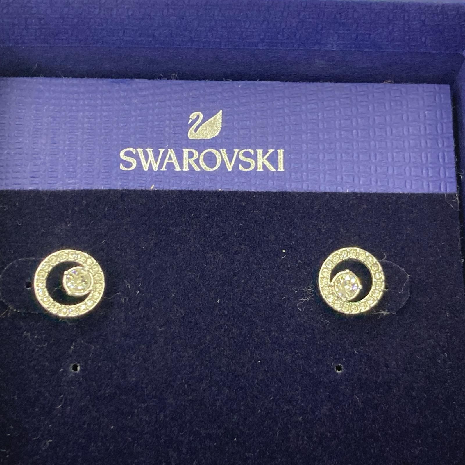 186001 現状品 SWAROVSKI スワロフスキー 円形 クリスタル ピアス 