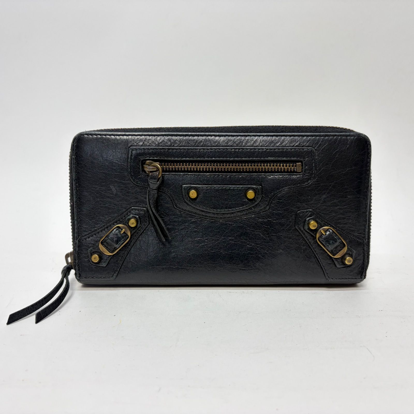 3959 BALENCIAGA バレンシアガ 長財布 ブラック レザー ラウンド 