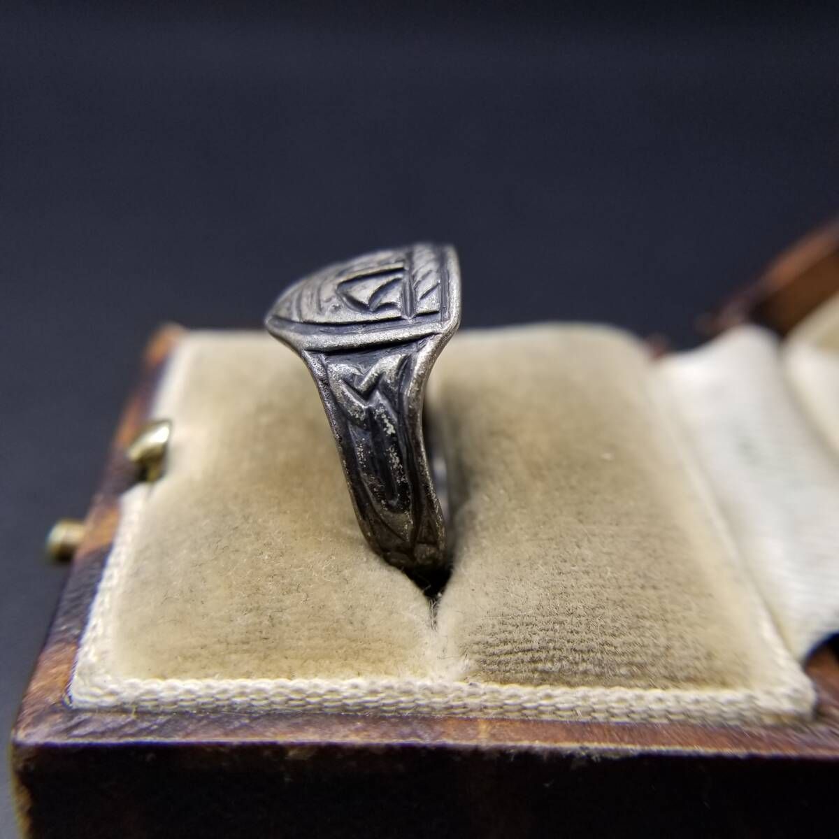 1961年 英国 ヴィンテージ 紋章 Family Crest 925 シルバー シグネット 