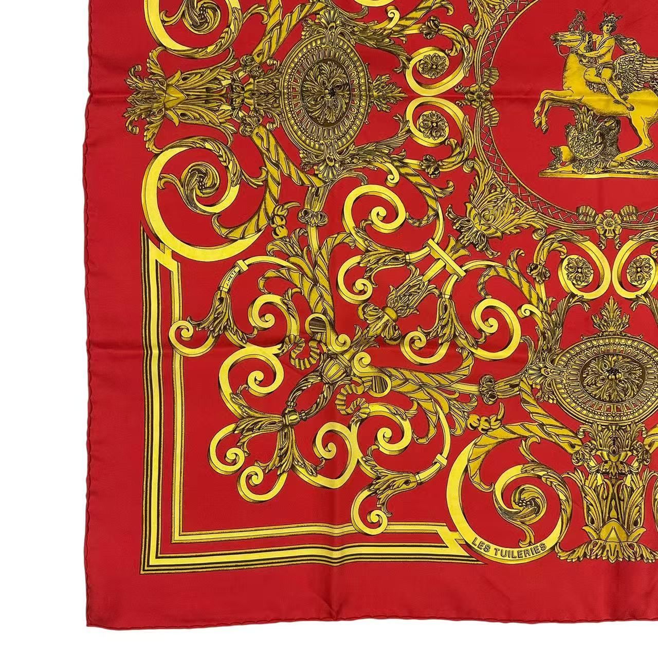 極美品 HERMES エルメス スカーフ カレ90 シルク LES TUILERIES