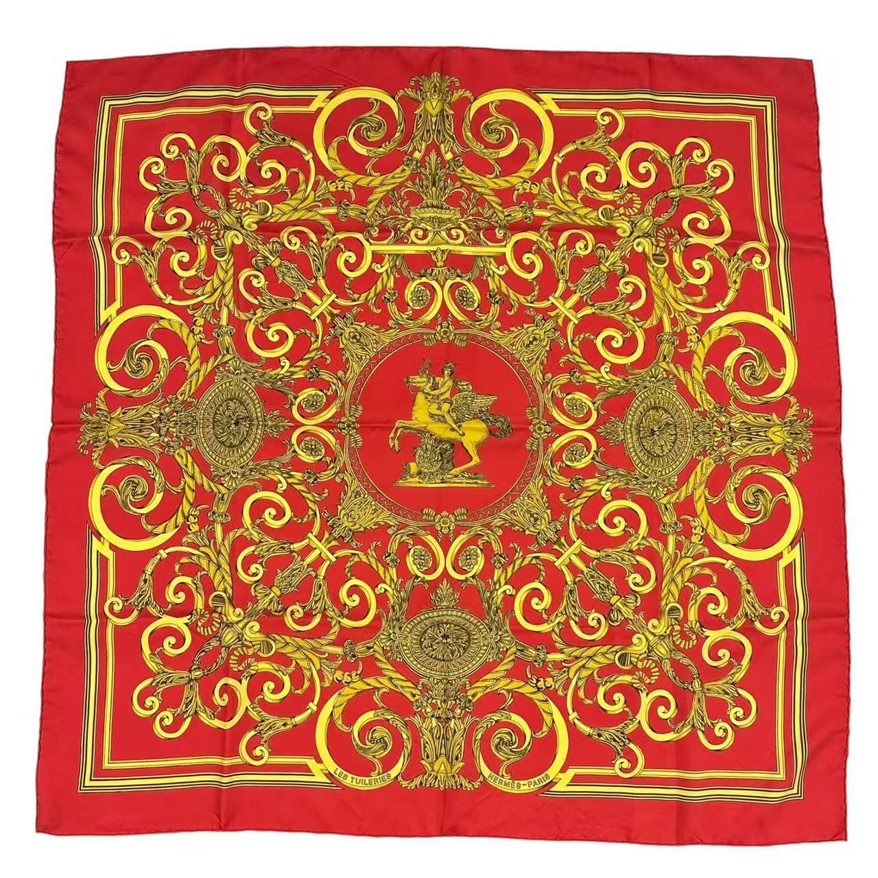 極美品 HERMES エルメス スカーフ カレ90 シルク LES TUILERIES