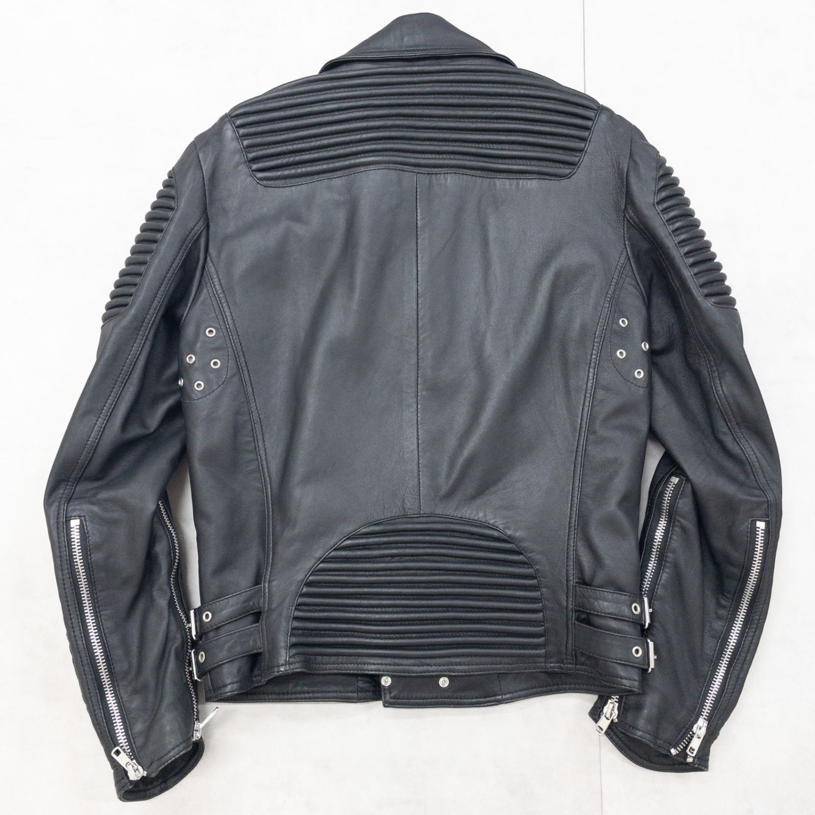 HUDSON ハドソン ライダースジャケット ダブル シルバージップ レザー 