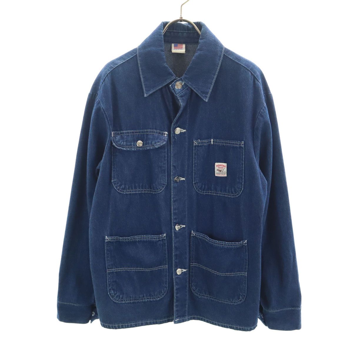 90s ポインター カバーオール M USA製 NAVY POINTER ポインター 90s USA製 オールド カバーオール M インディゴ