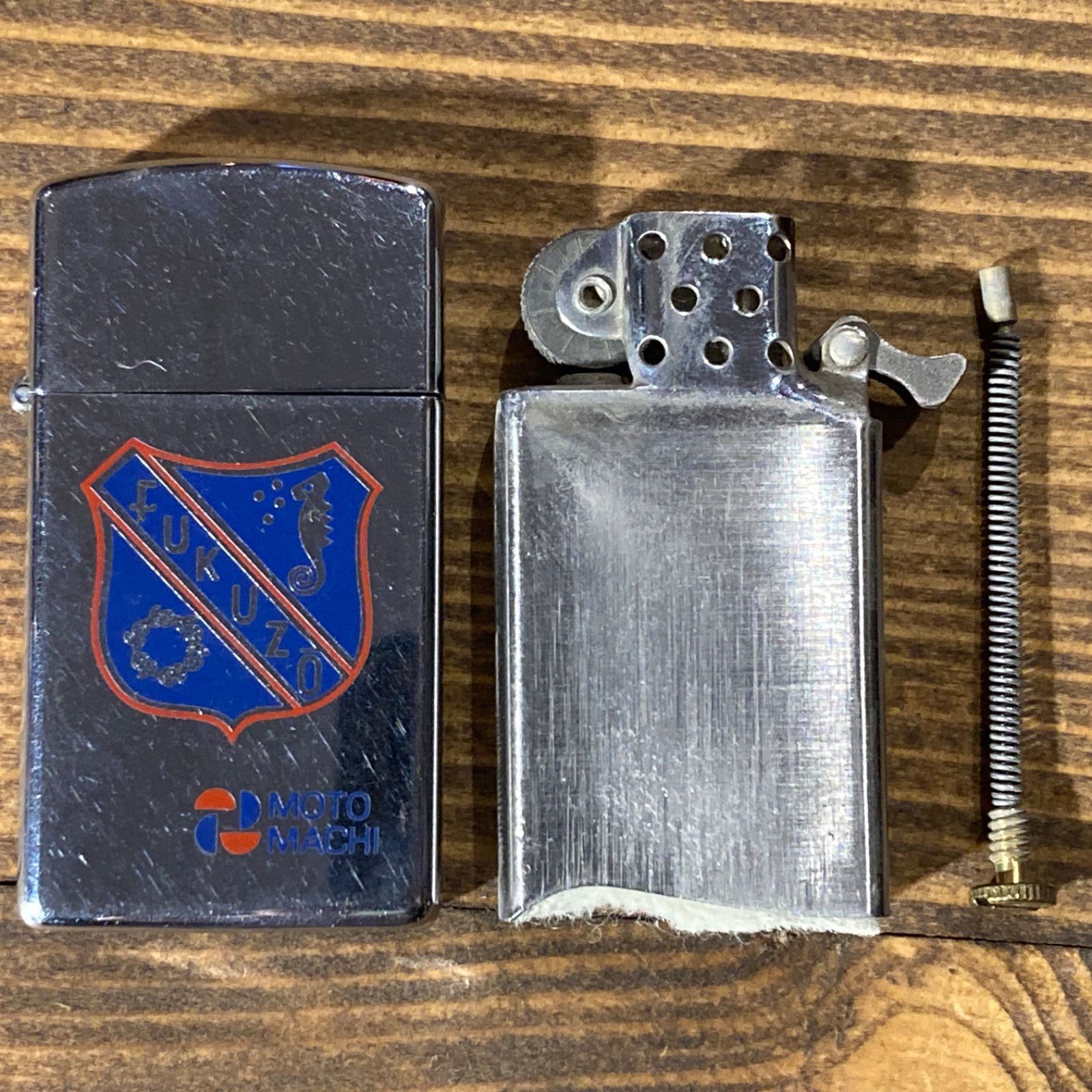 MP266) 1983年 ZIPPO SLIM FUKUZO MOTOMACHI 企業ロゴ 火花確認済 中古 