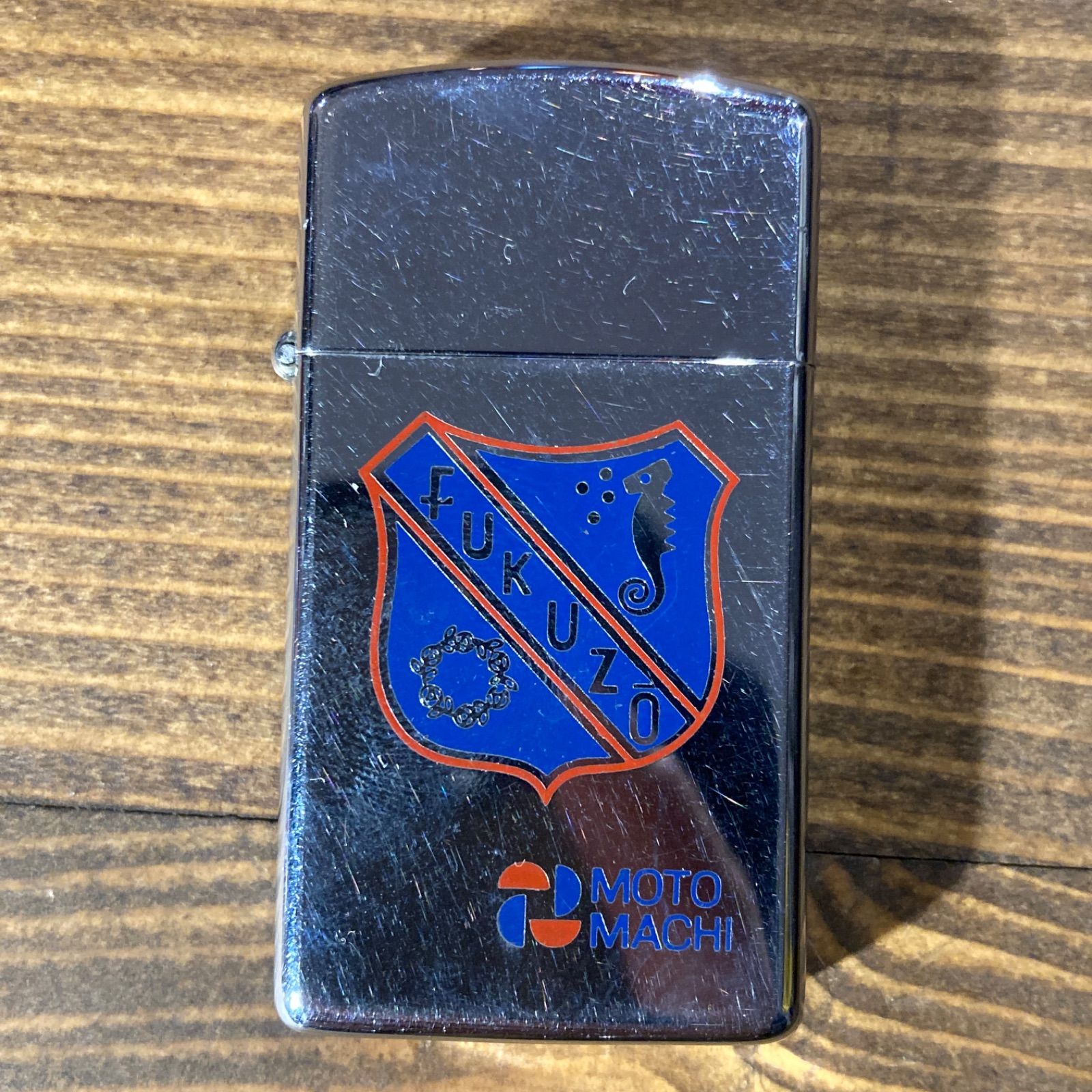 MP266) 1983年 ZIPPO SLIM FUKUZO MOTOMACHI 企業ロゴ 火花確認済 中古 