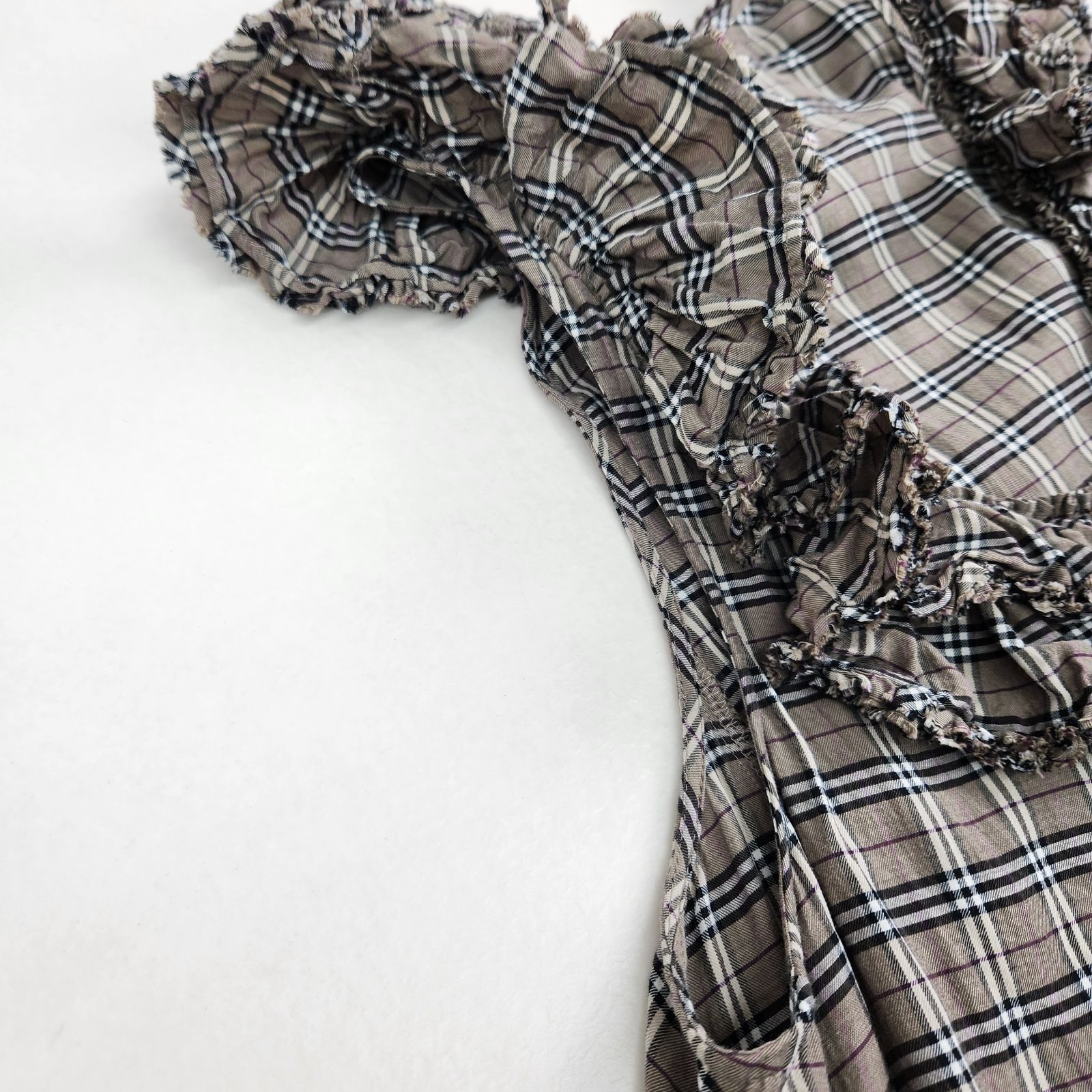 美品 BURBERRY BLUE LABEL ワンピース ノバチェック フリル アシメ 