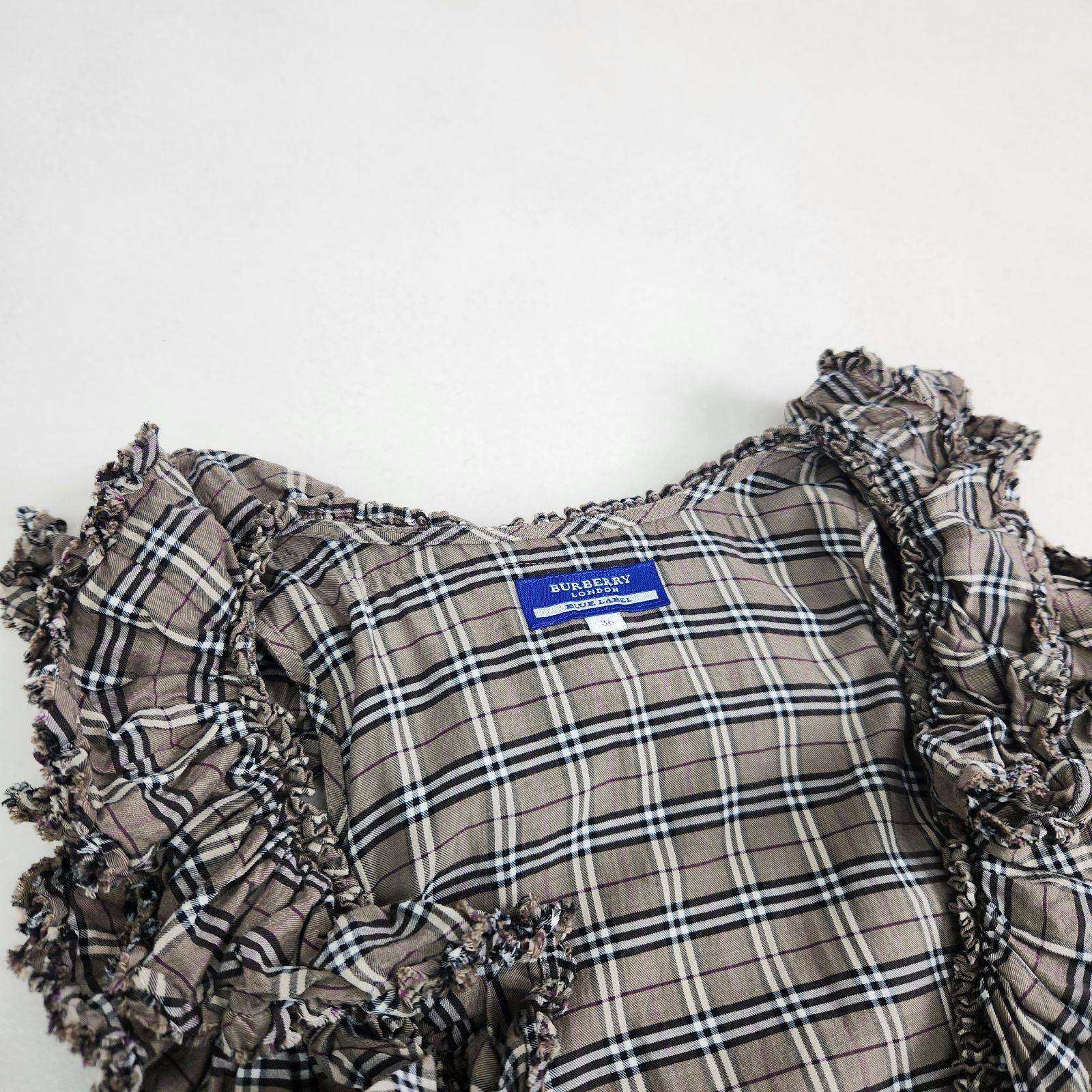 美品 BURBERRY BLUE LABEL ワンピース ノバチェック フリル アシメ 