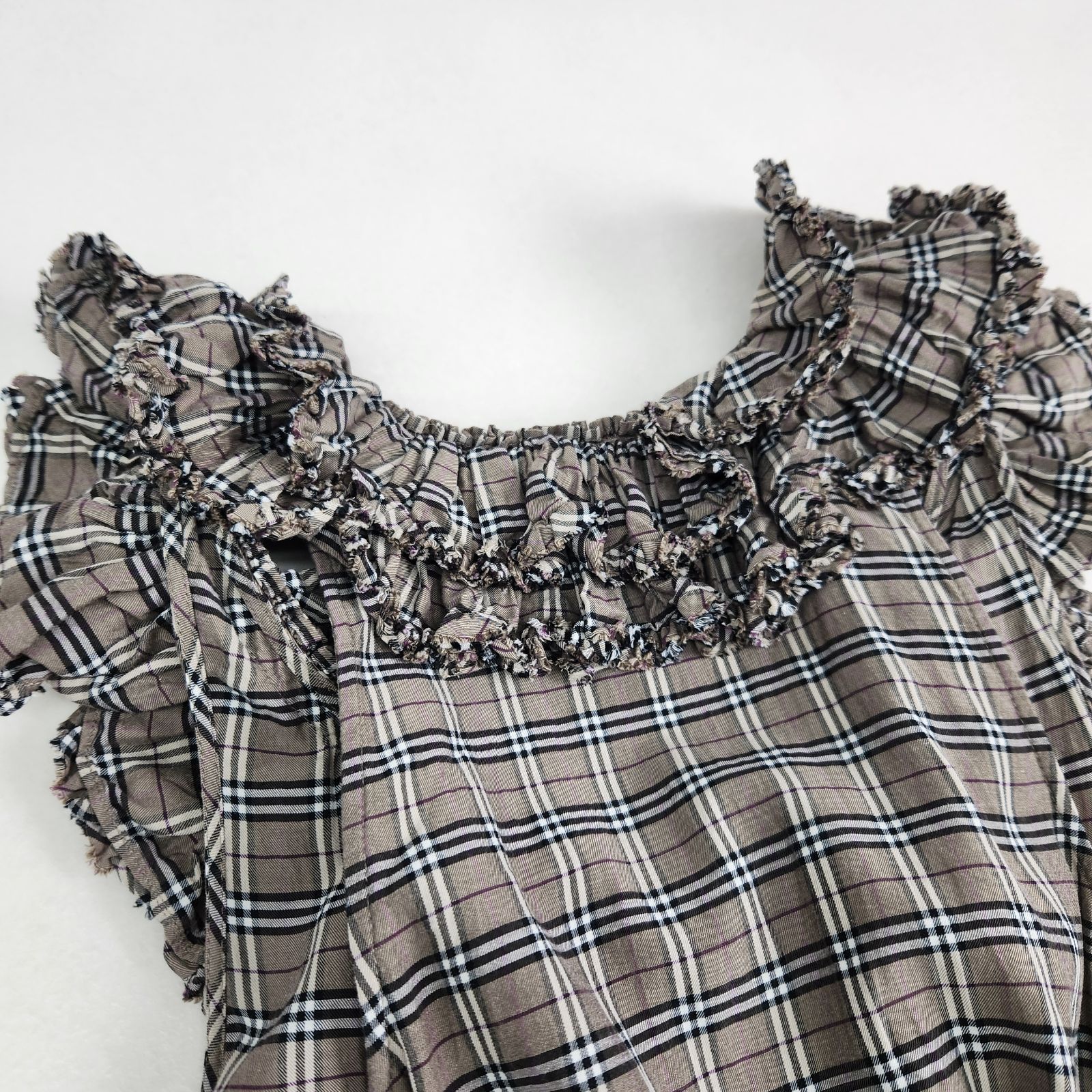 美品 BURBERRY BLUE LABEL ワンピース ノバチェック フリル アシメ 
