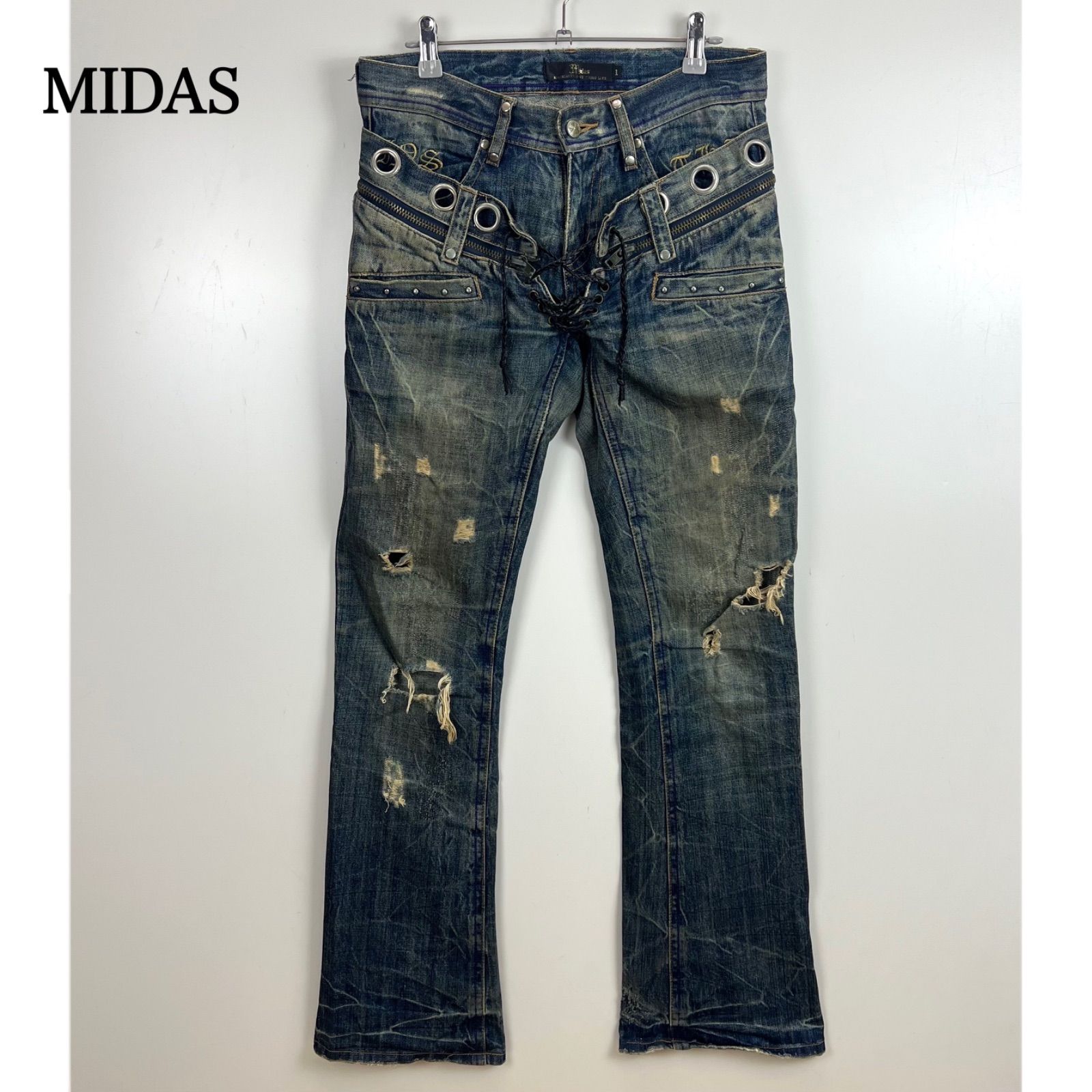 MIDAS JUNK 00s y2k archive double waist denim pants 1 ミダス