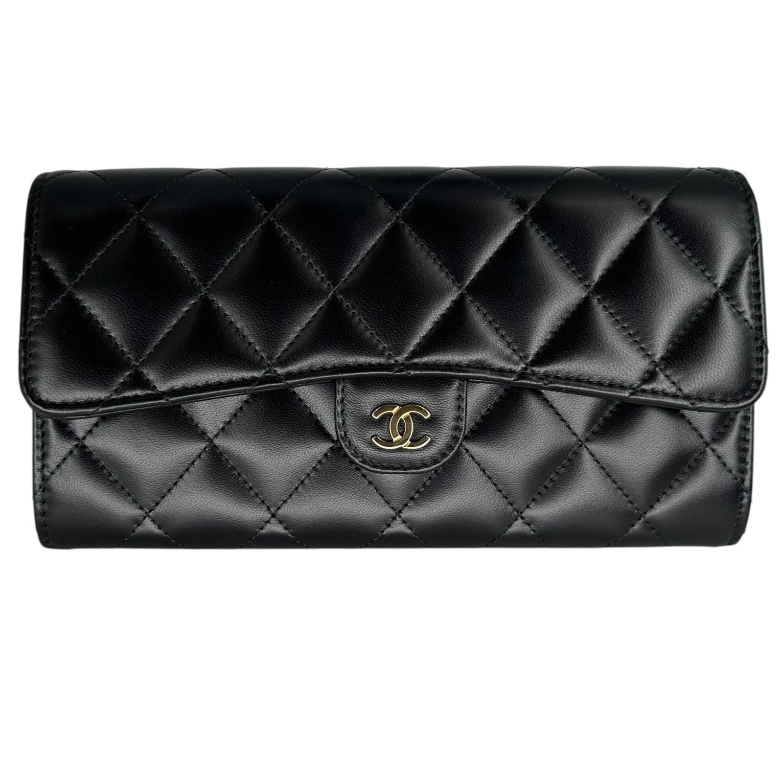 CHANEL】シャネル マトラッセ ロングフラップウォレット ラムスキン