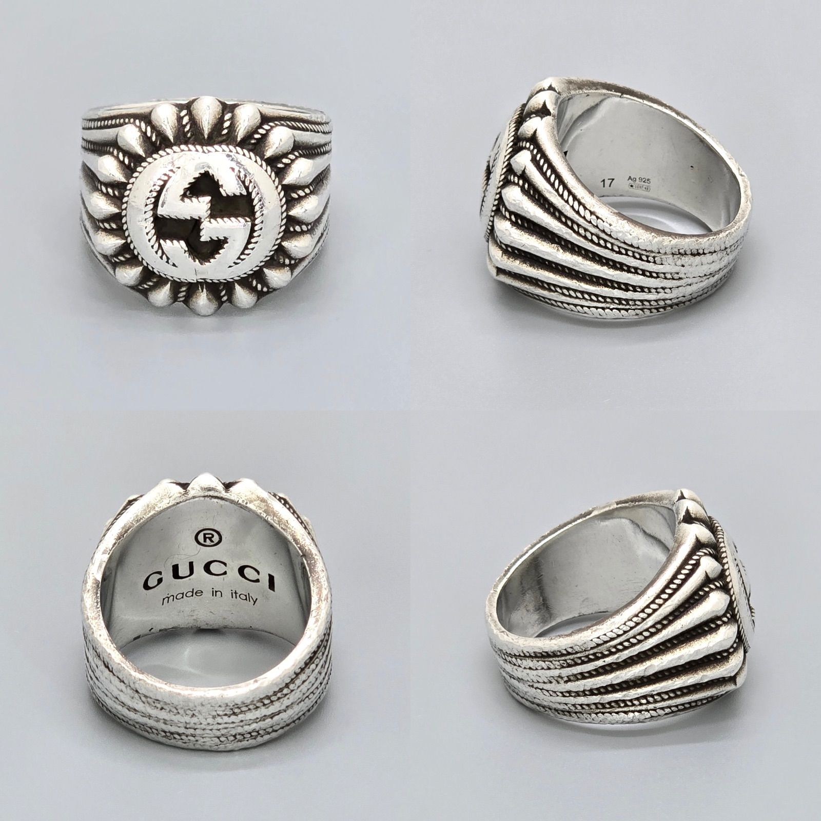 GUCCI グッチインターロッキングG リング 指輪 925 シルバー　17 GUCCI グッチ 728399 インターロッキングG シグネット リング 17 約17
