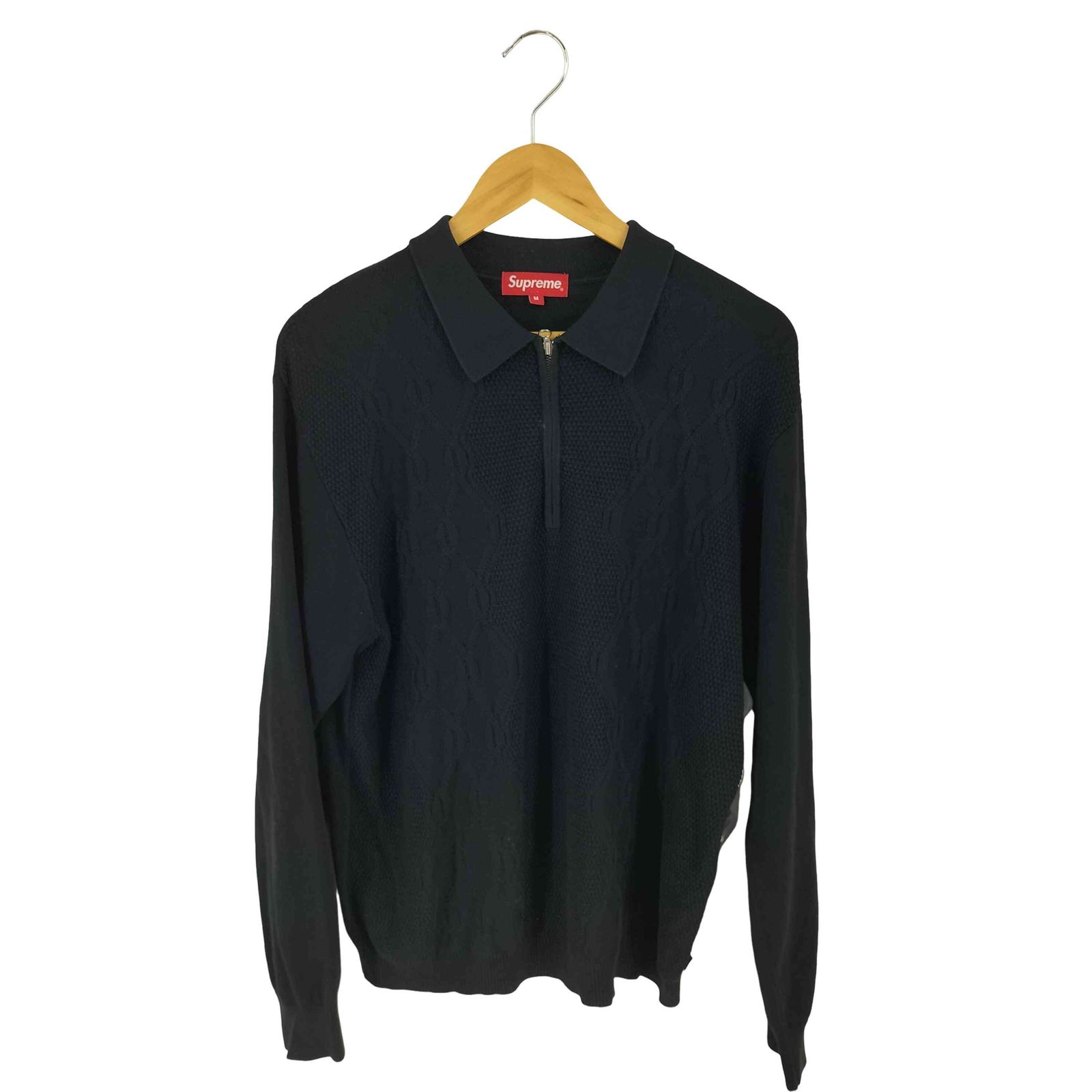 国内正規 Supreme 16AW Cable Stripe Knit Polo シュプリーム Supreme 16AW Cable Stripe Knit L/S Polo メンズ M