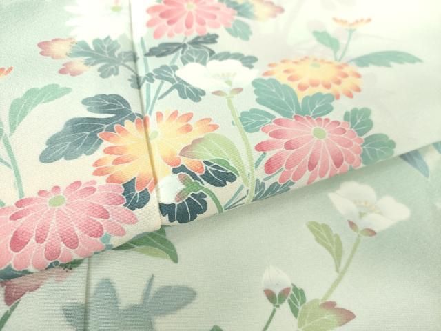 平和屋着物○訪問着 友禅 草花文 シルエット 暈し染め 正絹 逸品 未