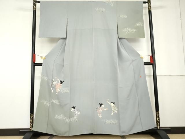 平和屋着物○十日町友禅作家 関口遼一 訪問着 童子遊び 暈し染め 平和屋着物○十日町友禅作家 関口遼一 訪問着 童子遊び 暈し染め