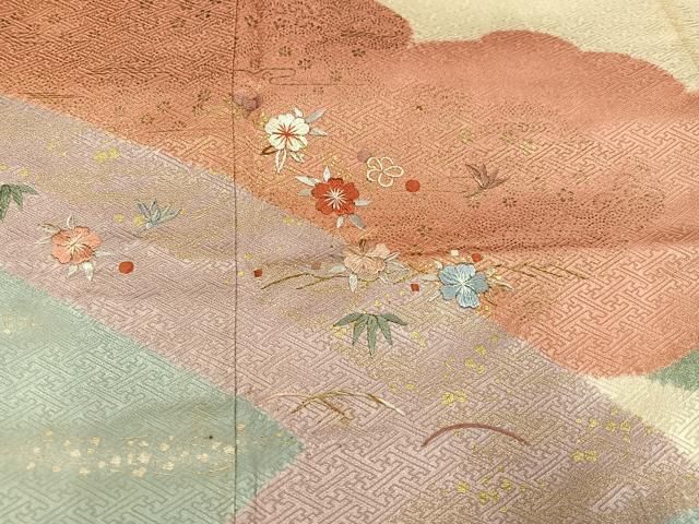 平和屋着物●訪問着　刺繍　草花文　金彩　正絹　逸品　AABH8373ph 平和屋着物○訪問着 刺繍 草花文 金彩 正絹 逸品 AABH8373ph - メルカリ