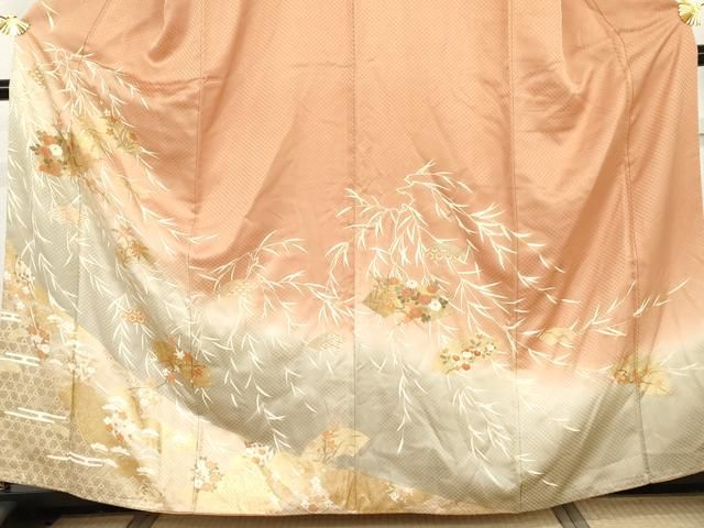 平和屋着物●訪問着　地紙吉祥花文　暈し染め　金彩　正絹　逸品　AABI0025cs 平和屋着物○訪問着 地紙吉祥花文 暈し染め 金彩 正絹 逸品 AABI0025cs