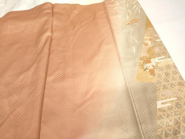 平和屋着物○訪問着 地紙吉祥花文 暈し染め 金彩 正絹 逸品 AABI0025cs
