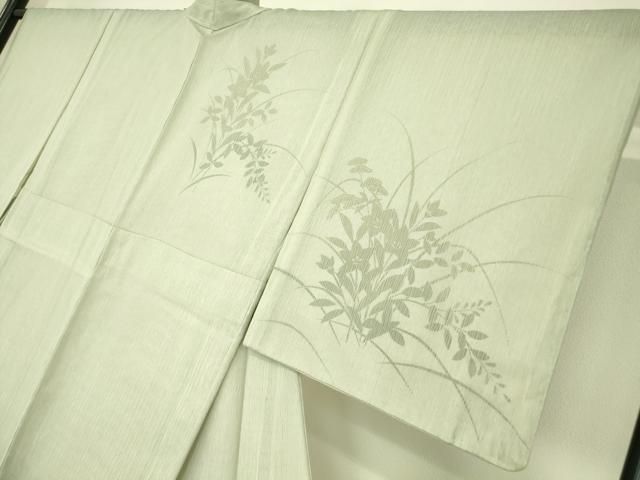 平和屋着物▽訪問着 無双 紗袷 紋紗×絽 草花文 正絹 逸品 未使用