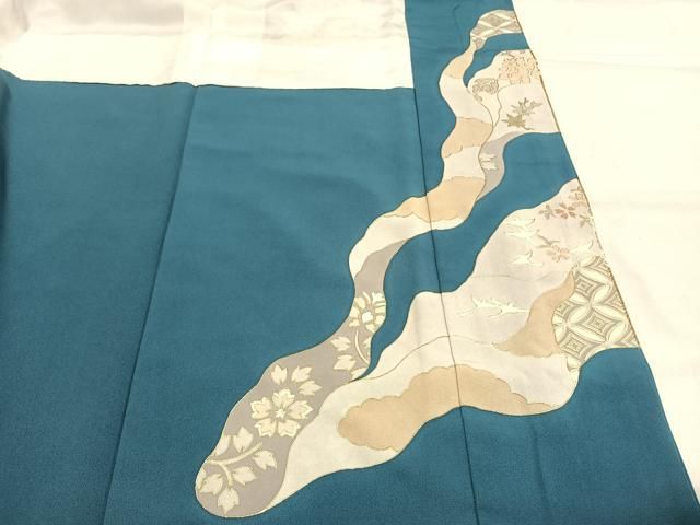 平和屋着物●訪問着　駒刺繍　道長吉祥花文　金彩　正絹　逸品　AABH5127fy 平和屋着物○創業460年・千總 訪問着 駒刺繍 吉祥花文 暈し染め 金彩