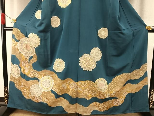 平和屋着物○訪問着 駒刺繍 道長吉祥花文 金彩 正絹 逸品 AABH5127fy