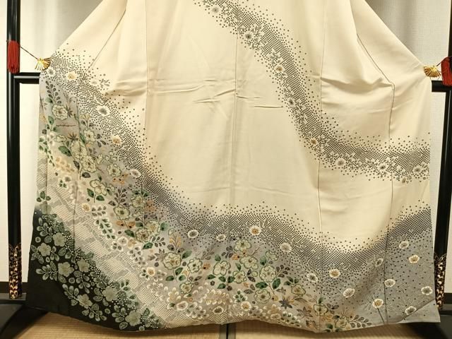 平和屋着物●訪問着　辻が花　暈し染め　金通し地　正絹　逸品　AABH5131fy 平和屋着物○訪問着 作家物 孝美 辻が花 舞花文 正絹 逸品 AABF3610ck