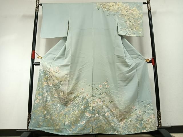 平和屋着物●訪問着　草花文　暈し染め　金銀彩　正絹　逸品　AABH5146fy 平和屋着物○訪問着 草花文 暈し染め 金銀彩 正絹 逸品 AABH5146fy