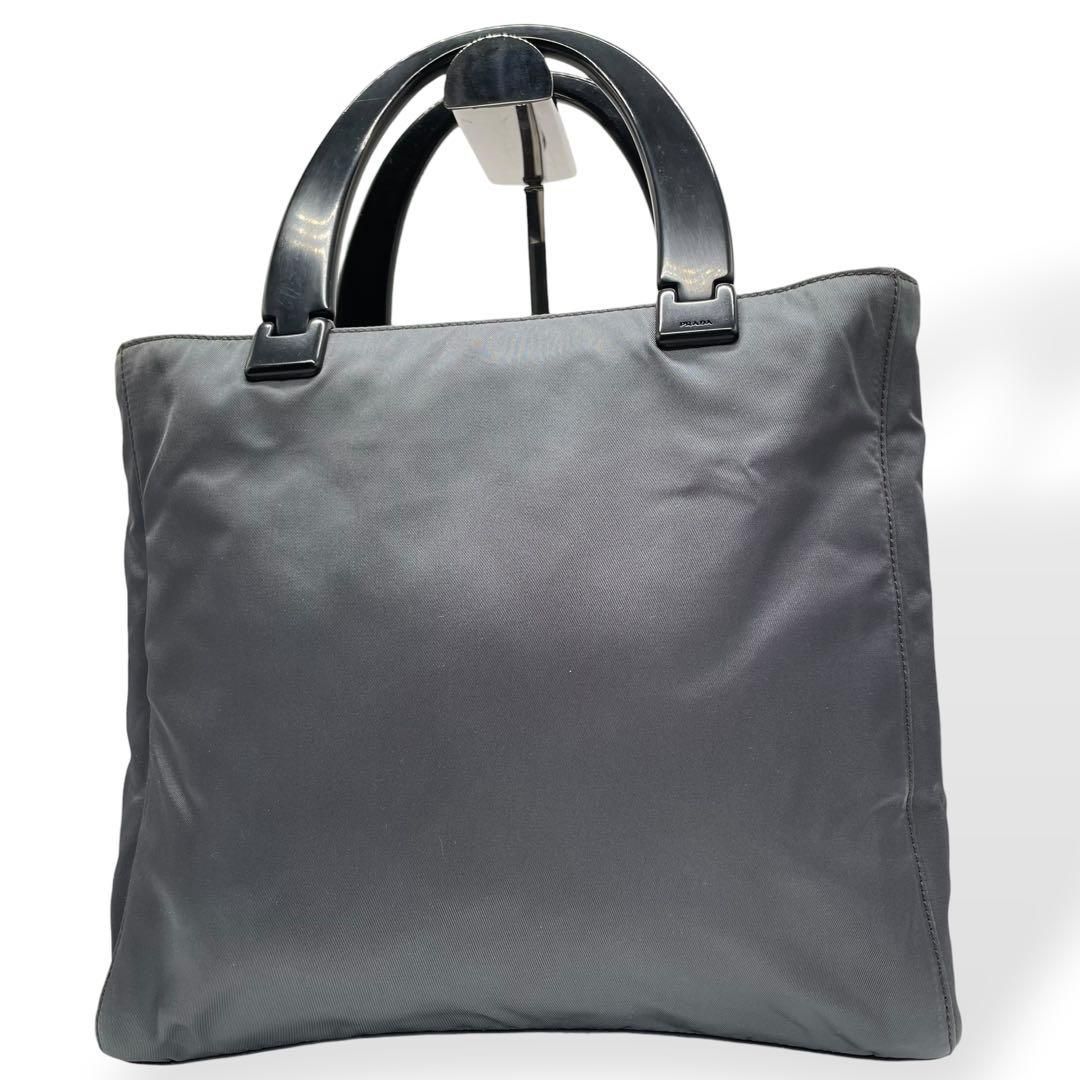 極美品 PRADA プラダ ハンドバッグ プラスチックハンドル グレー 