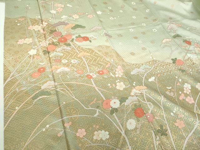 平和屋着物●訪問着　舞桜　吉祥花文　金彩　正絹　逸品　DABE5136ps 平和屋着物○訪問着 舞桜 吉祥花文 金彩 正絹 逸品 DABE5136psの通販