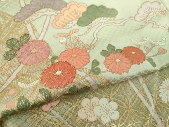 平和屋着物●訪問着　舞桜　吉祥花文　金彩　正絹　逸品　DABE5136ps 平和屋着物○訪問着 舞桜 吉祥花文 金彩 正絹 逸品 DABE5136psの通販