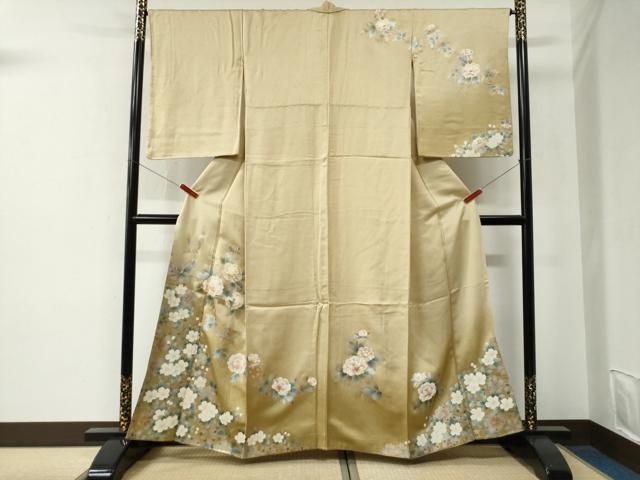 平和屋着物●訪問着　牡丹花鳥文　暈し染め　金銀彩　正絹　逸品　CABE2945yc 平和屋着物○訪問着 牡丹花鳥文 暈し染め 金銀彩 正絹 逸品 CABE2945yc