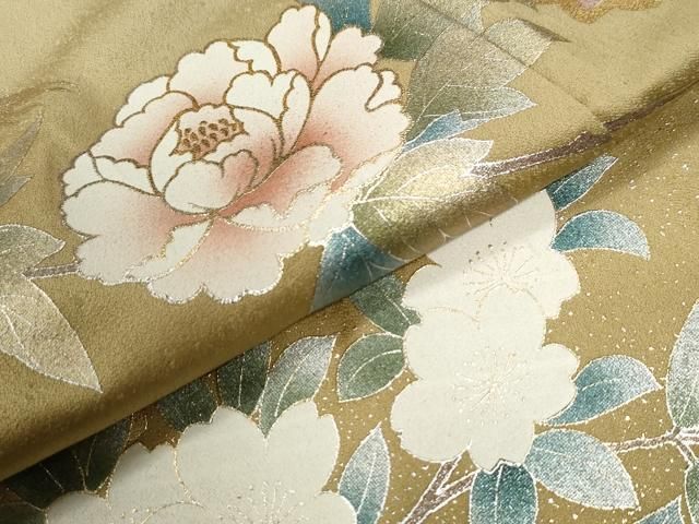平和屋着物●訪問着　牡丹花鳥文　暈し染め　金銀彩　正絹　逸品　CABE2945yc 平和屋着物○訪問着 牡丹花鳥文 暈し染め 金銀彩 正絹 逸品 CABE2945yc