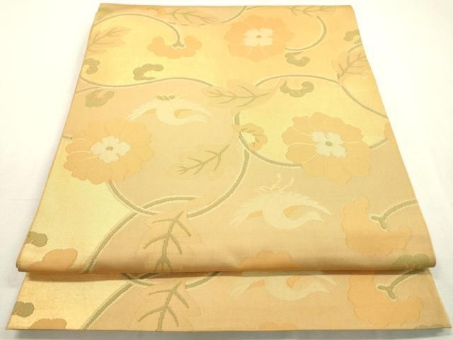平和屋着物●京都の和装業の老舗一門　千切屋　六通柄　本袋帯　切金錦　花鳥唐草文　金糸　正絹　逸品　DABD5793fe 平和屋着物○京都の和装業の老舗一門 千切屋 六通柄 本袋帯 切金錦