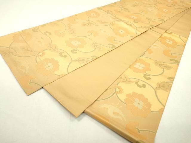 平和屋着物●京都の和装業の老舗一門　千切屋　六通柄　本袋帯　切金錦　花鳥唐草文　金糸　正絹　逸品　DABD5793fe 平和屋着物○京都の和装業の老舗一門 千切屋 六通柄 本袋帯 切金錦