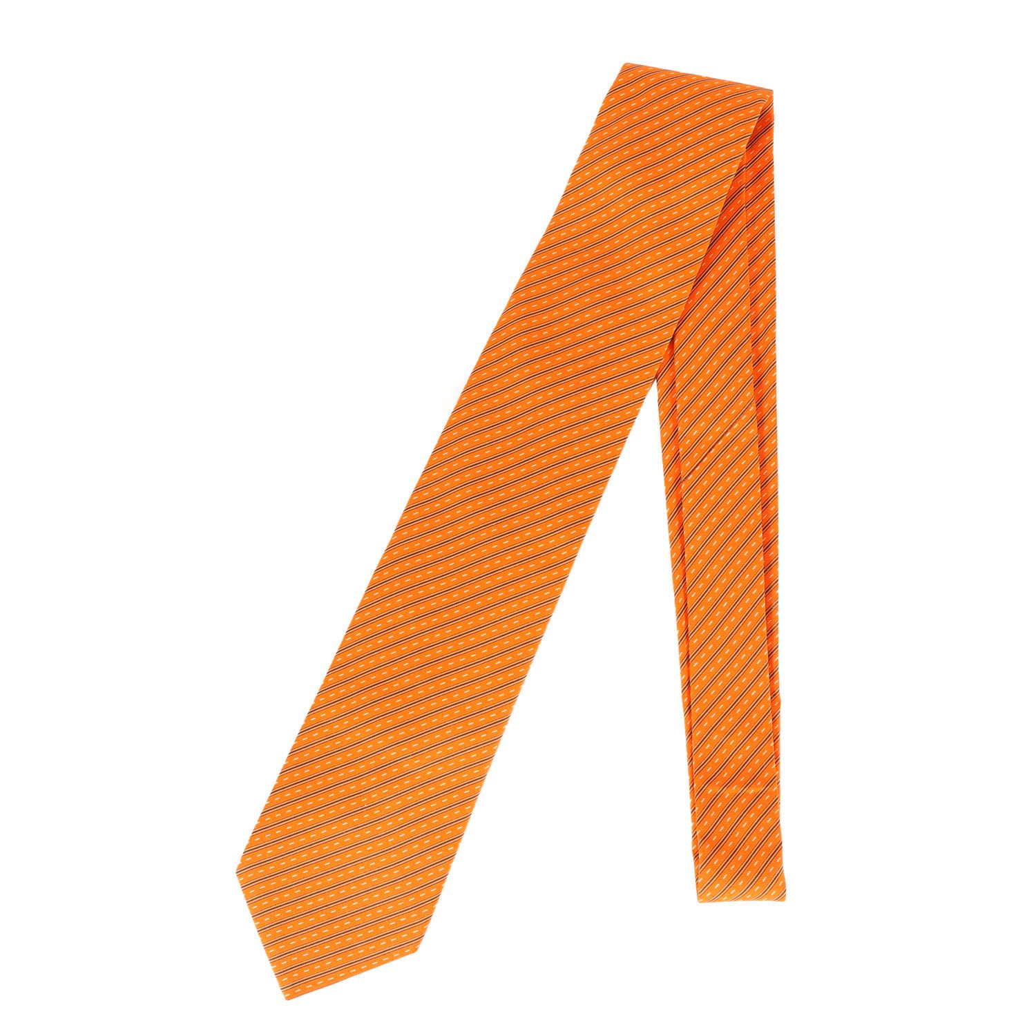 美品】HERMES エルメス ネクタイ オレンジ | サーキット レジメンタル