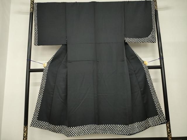 平和屋着物●男性 訪問着 市松文 正絹 逸品 AABI0772ck