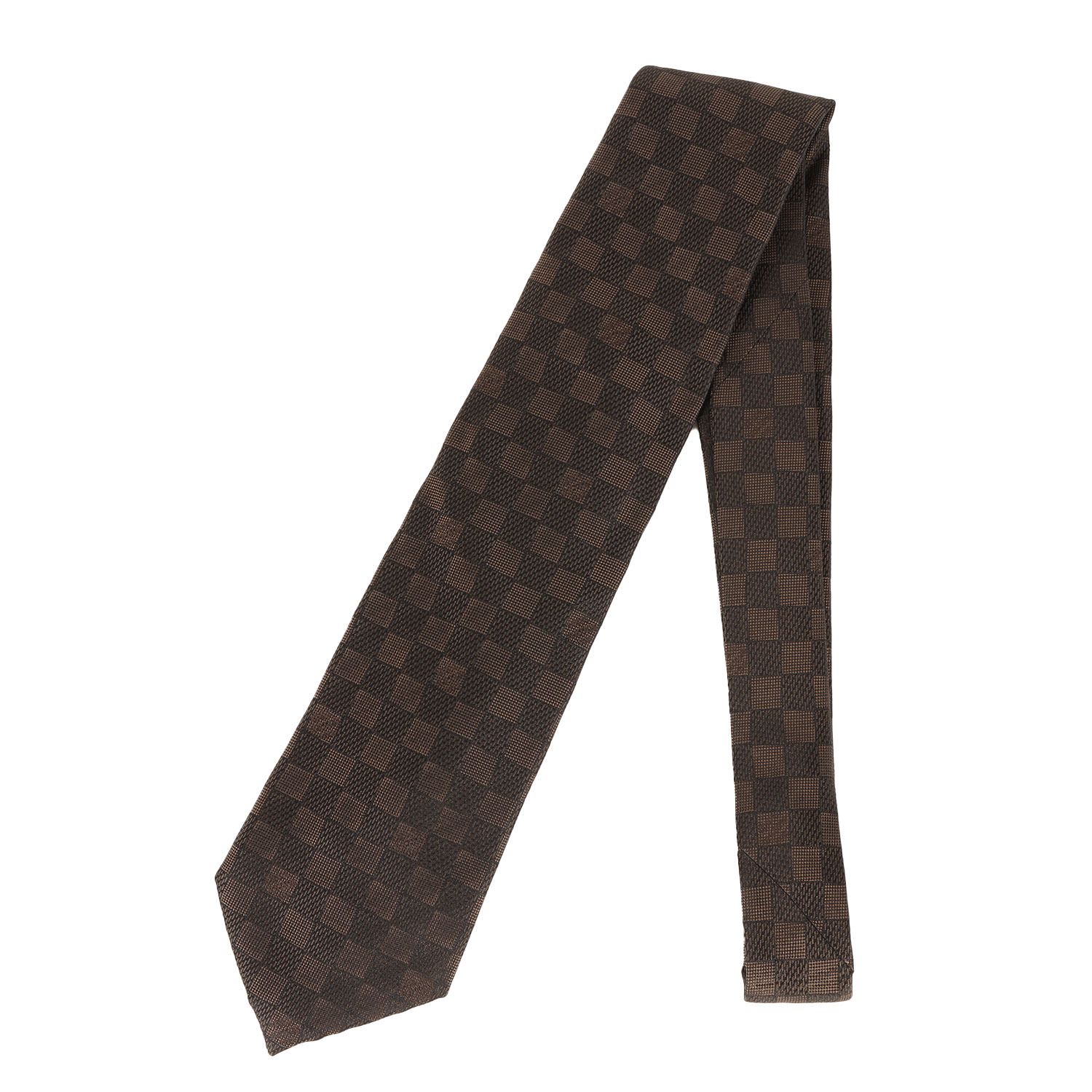 未使用級 ルイヴィトン Louis Vuitton ネクタイブラウン ダミエ LOUIS VUITTON ルイヴィトン ネクタイ ブラウン | ダミエ シルク