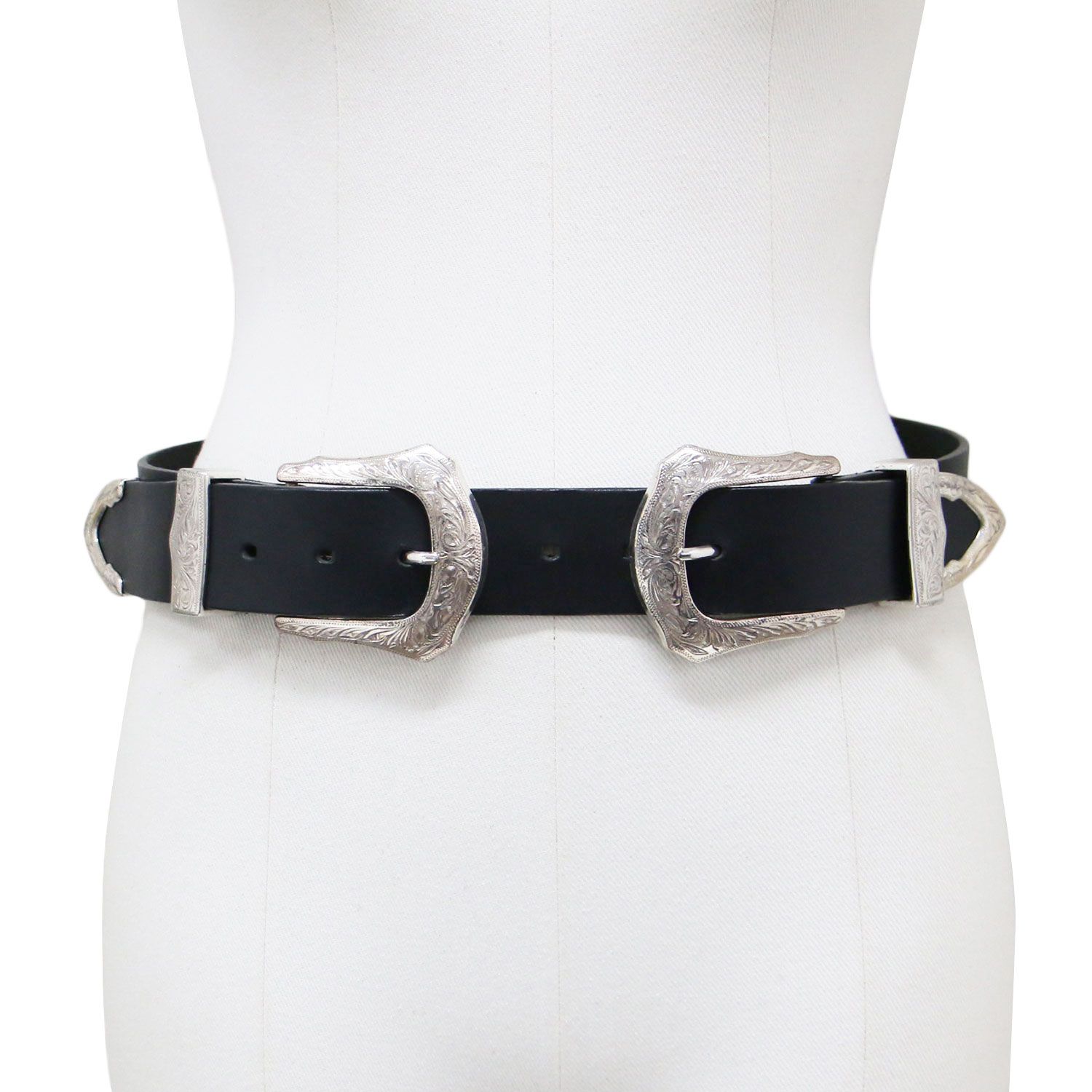THE Dallas ザ・ダラス ベルト ブラック 黒 サイズ:FREE | ダブルバックル ベルト / W buckle belt レザー | ブランド ファッション アイテム 小物【レディース】【中古】 THE Dallas ザ・ダラス ベルト ブラック 黒 サイズ:FREE | ダブル