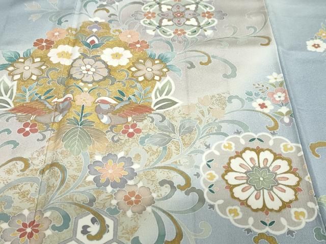 平和屋着物●訪問着　作家物　正倉院花鳥文　暈し染め　金彩　正絹　逸品　DABD9576ud 平和屋着物○訪問着 作家物 正倉院花鳥文 暈し染め 金彩 正絹 逸品