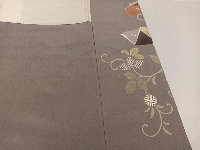 平和屋着物●訪問着　駒刺繍　花唐草冊子文　金彩　正絹　逸品　AABH9716ph 平和屋着物○訪問着 駒刺繍 花唐草冊子文 金彩 正絹 逸品 AABH9716ph